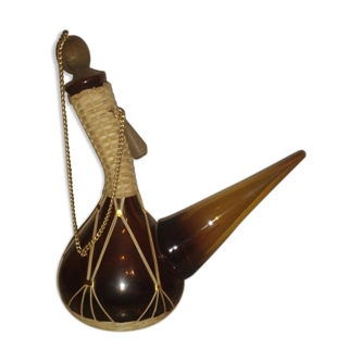 Bouteille à bec verre et osier