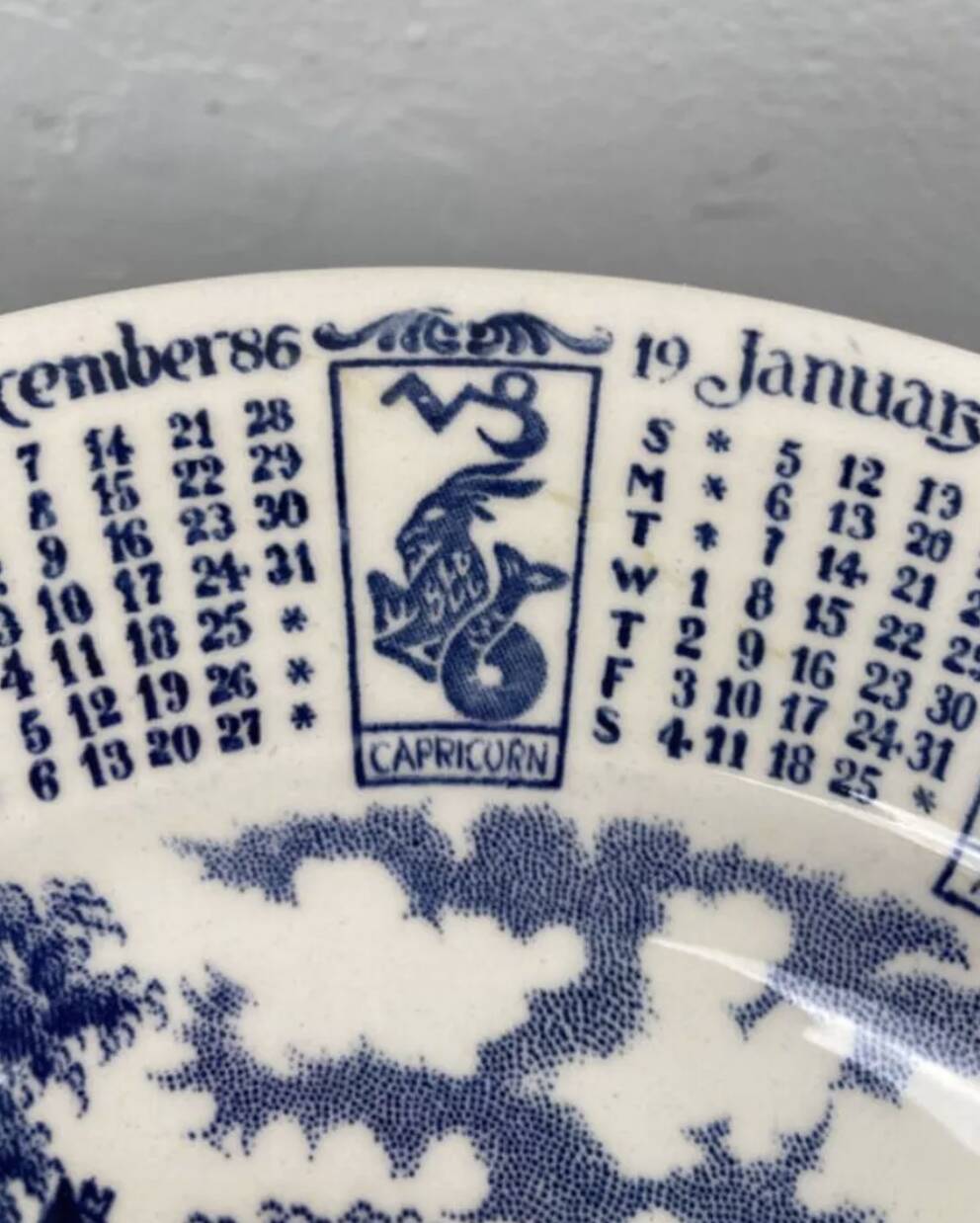 6 vintage English blue Staffordshire plates
