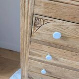 Art Deco chest of drawers in oak and porcelain