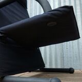 Fauteuil par Burkhard Vogtherr par Arflex vintage Black Canvas  T-Line 1984