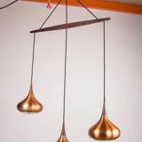 Triple Danish pendant light in metal and Rosewood, Orient model, Jo Hammerborg for Fog & Morup.