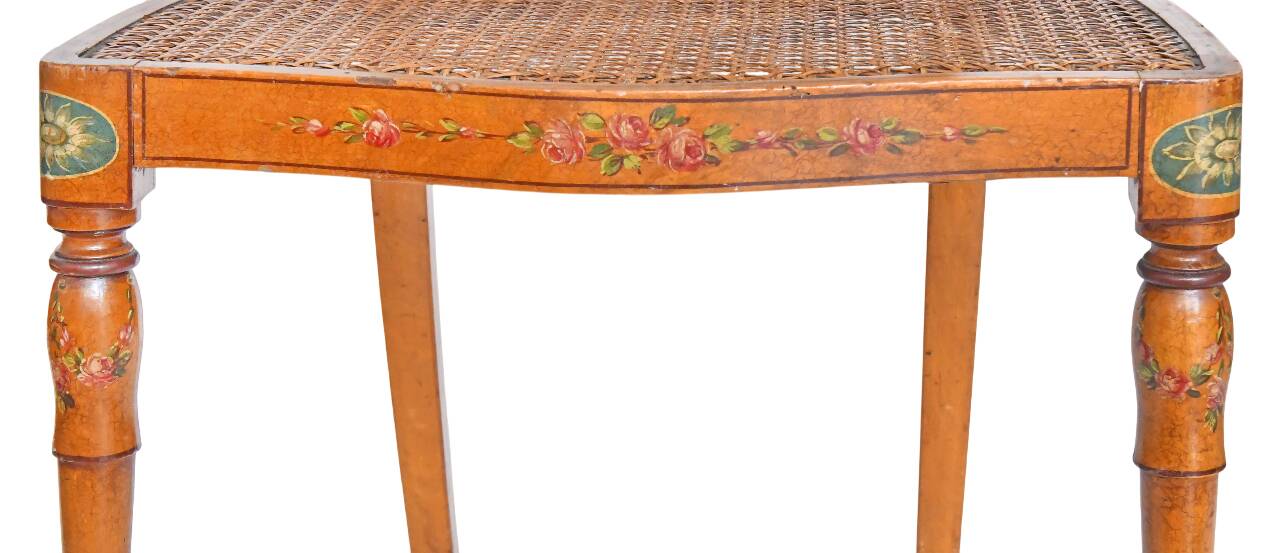 English caned chair in painted wood