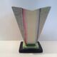 Hand painted art deco vase by Myott and son with flower holder in the centre