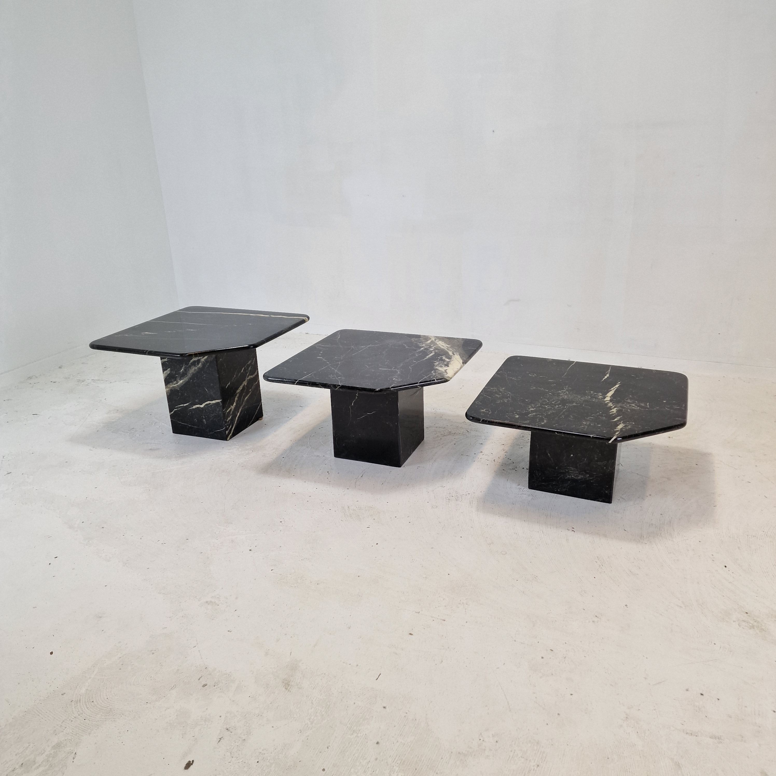 Set of 3 Italian Marble Coffee or Side Tables, 1970s
