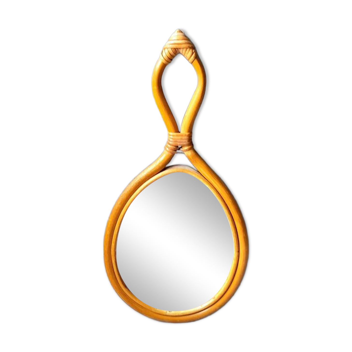 1960s rattan drop mirror