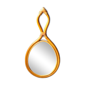 Miroir goutte en rotin