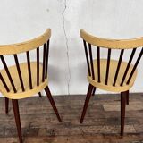 Paire de chaises Baumann bistrot troquet en bois jaune et brun