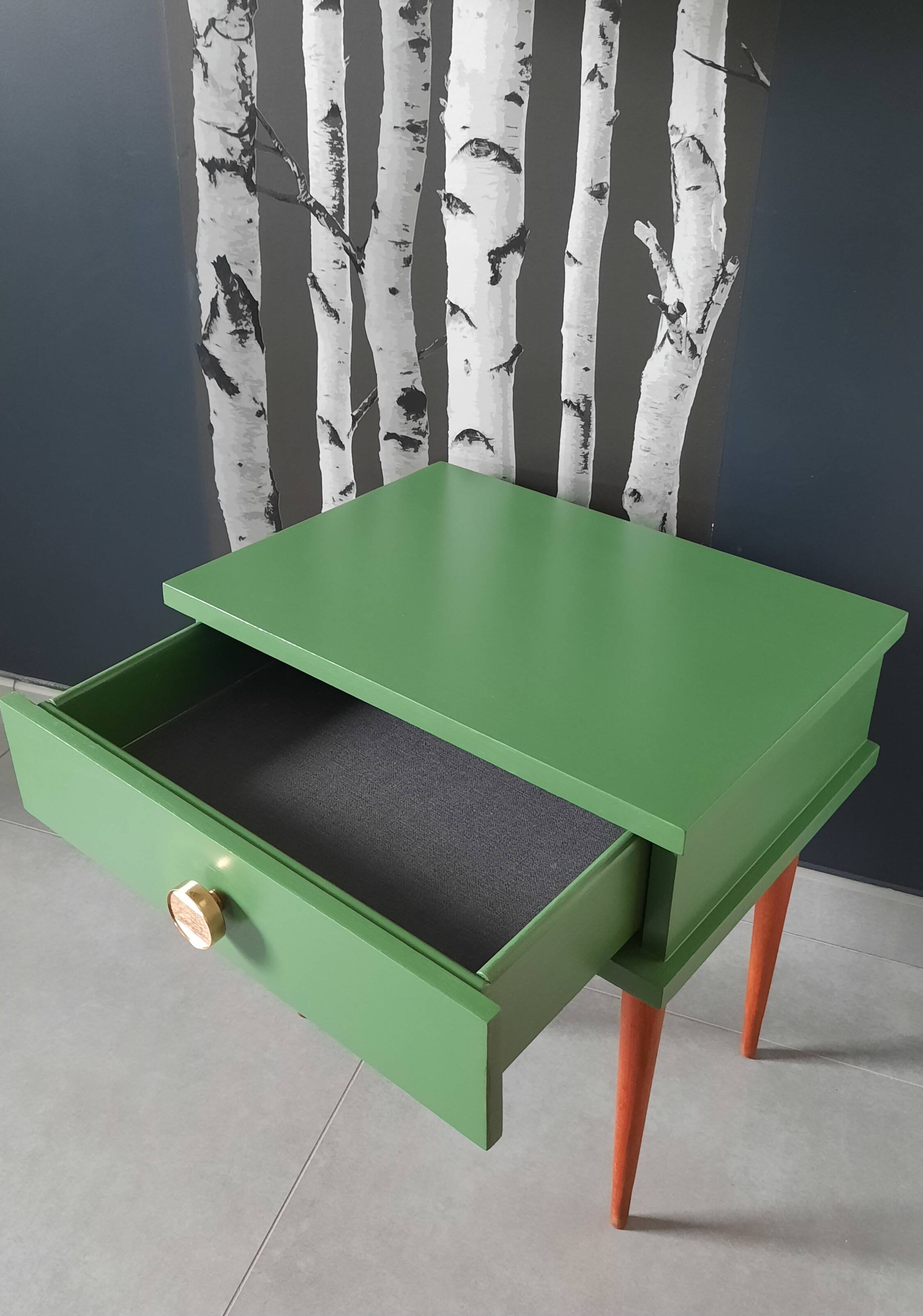 Vintage bedside table with spindle legs