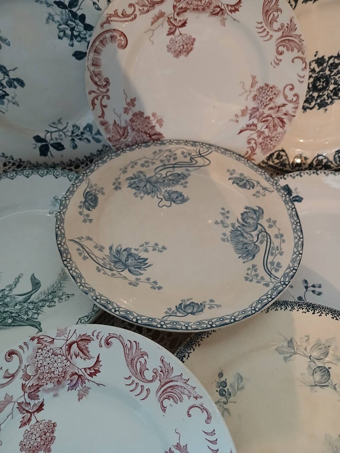 8 antique ironstone dinner plates