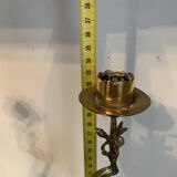Pair of CANDLE HOLDERS in chiseled and gilded bronze