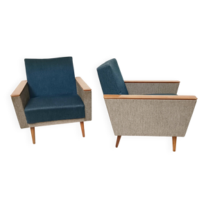 Paire de fauteuils bicolores,