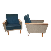 Paire de fauteuils bicolores, 1960