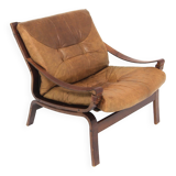 Scandinavian leather armchair, Norway, 1960
