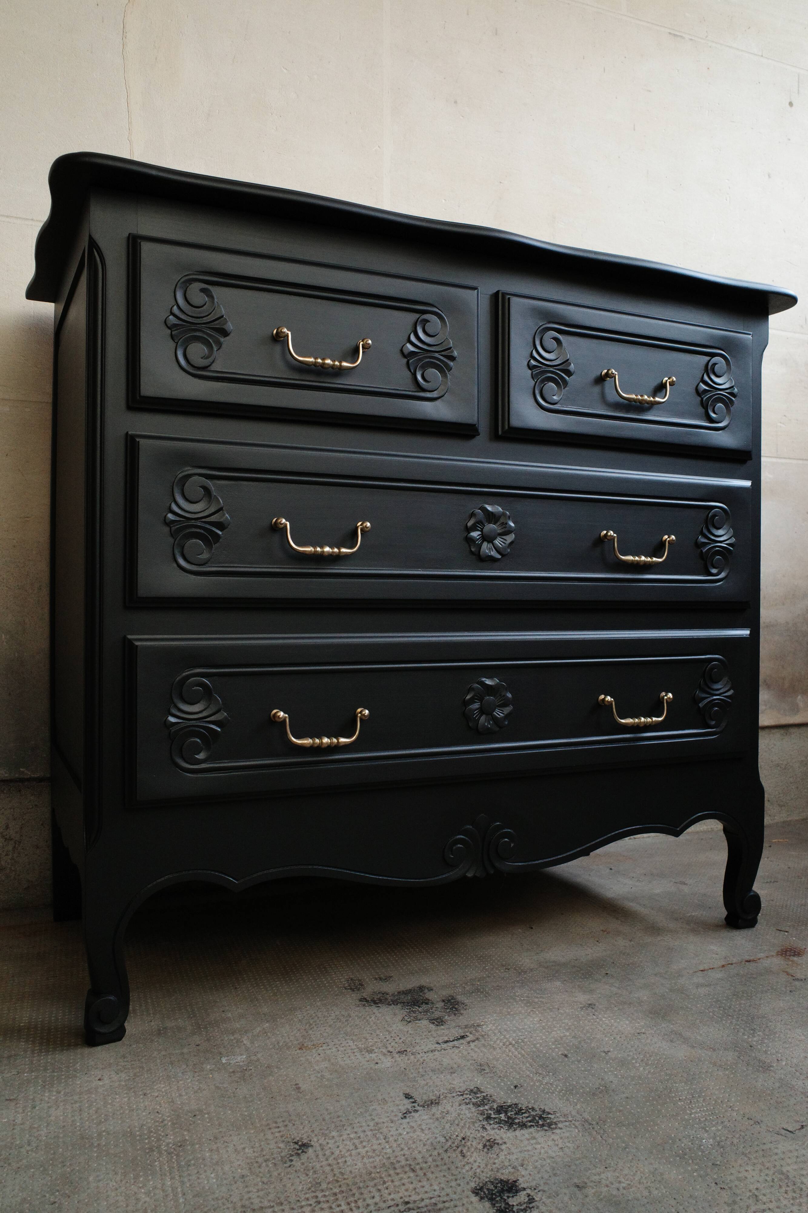 Revamped vintage black chest of drawers