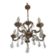 French Art Nouveau 5-Light Bronze 3 sided Crystal Cage Chandelier
