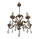 French Art Nouveau 5-Light Bronze 3 sided Crystal Cage Chandelier