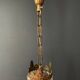 Antique hot air balloon chandelier in brass and crystal, 3 lights, 1920s