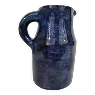 Robert and Jean Cloutier pitcher in blue enameled ceramic