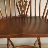 Mid century solid oak lyre-back Windsor armchair, 1960s