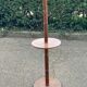 Art Deco floor lamp with wooden shelf and beige lampshade