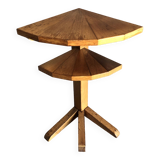 Vintage light wood corner pedestal table