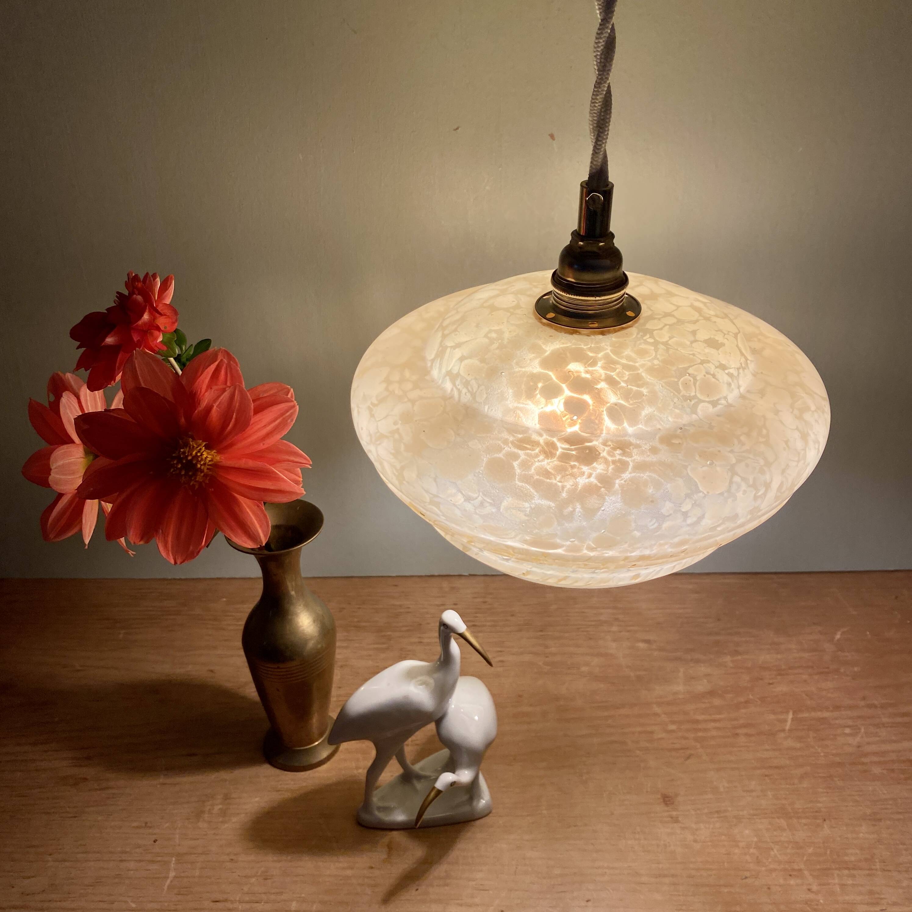 Vintag lampshade pendant light in yellow Clichy glass