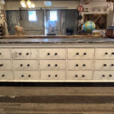 Countertop or loom cabinet with panel drawers