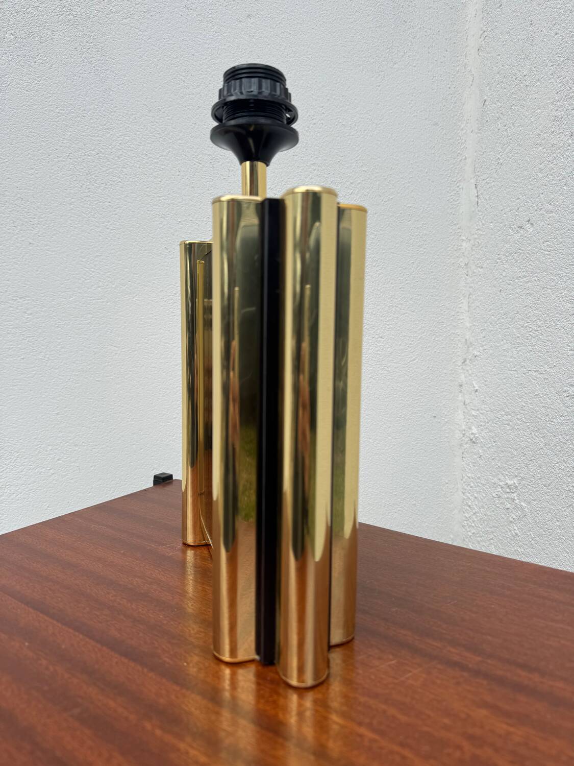 Smoked mirror lamp brass 1970s