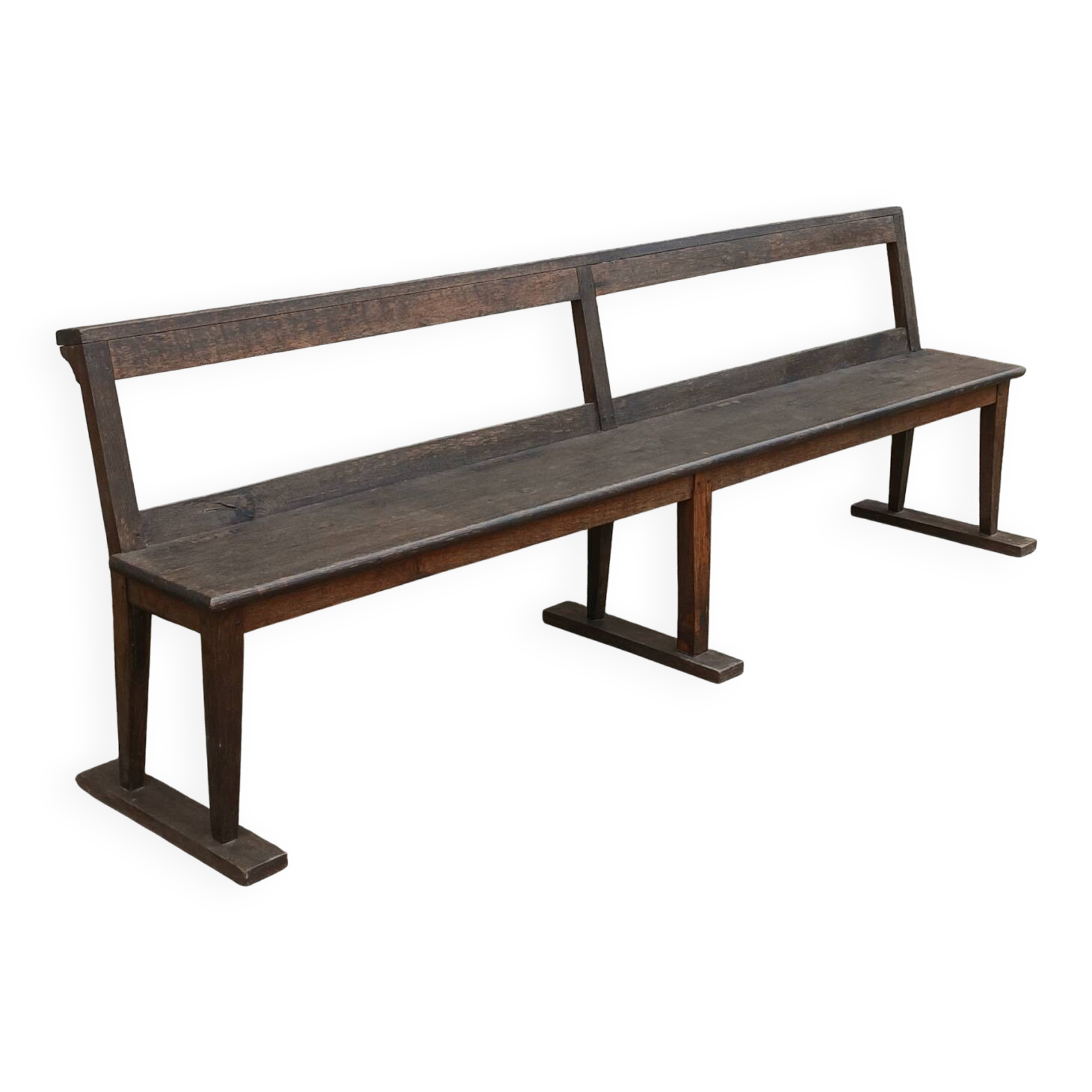 19th century oak church pew, 257 cm