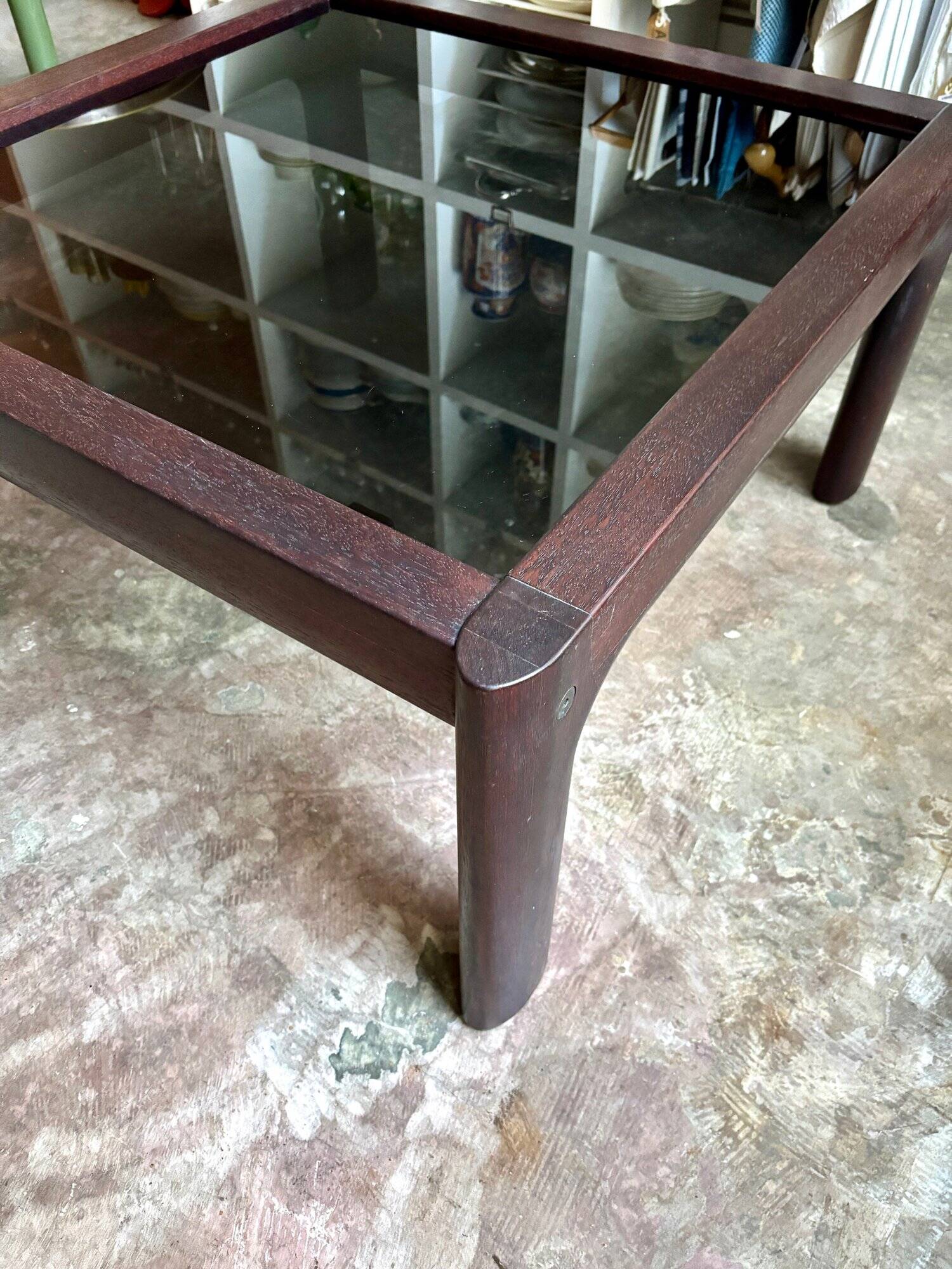 Teak and smoked glass coffee table produced by Ekornes, Denmark