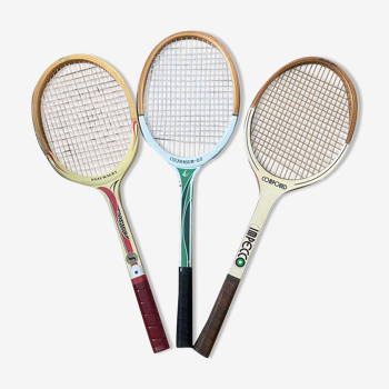 Series of 3 vintage tennis rackets