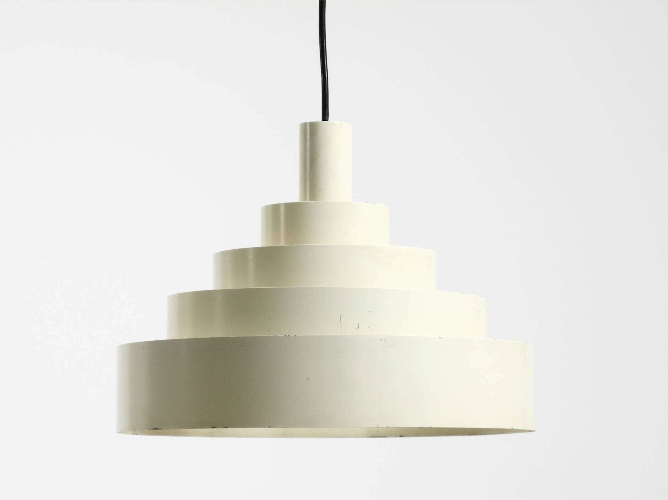 1960s Space Age heavy solid slatted metal pendant lamp