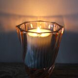 Rosaline vase, pink octagonal vintage glass