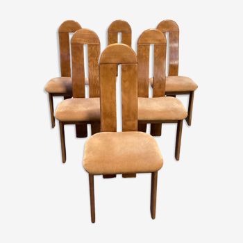 Organic brutalist modernist Dutch design dining chairs set of 6. 1970s - 1980s