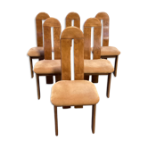 Organic brutalist modernist Dutch design dining chairs set of 6. 1970s - 1980s