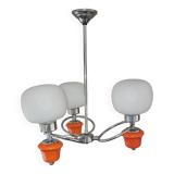Space Age chrome and ceramic chandelier from the 70s
