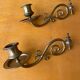 Paire de bougeoirs de piano en bronze et laiton