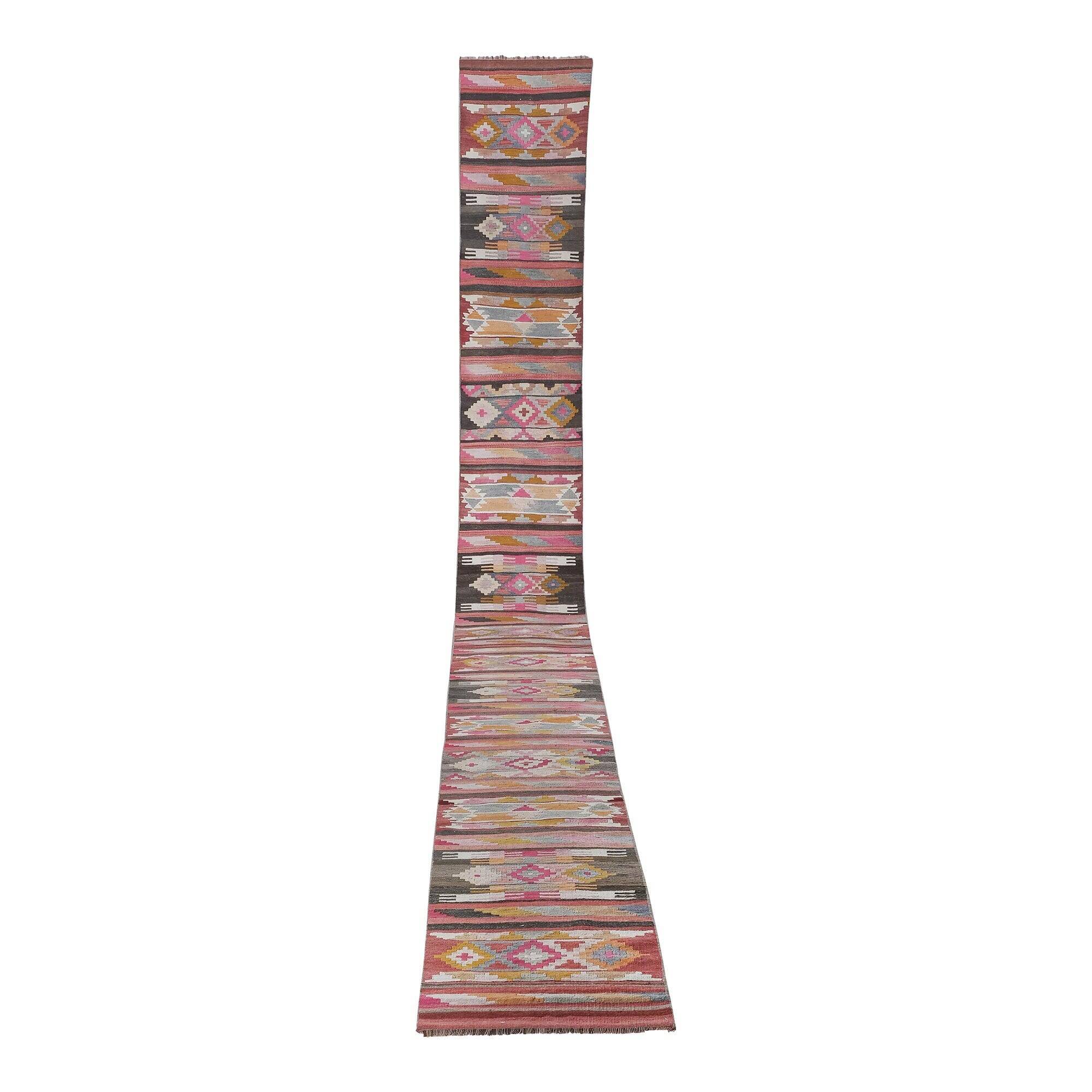 Vintage Turkish hallway rug 67x723 cm