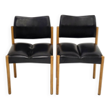 Pierre guariche: vintage 1970 chairs in black skai & beech 70s 19