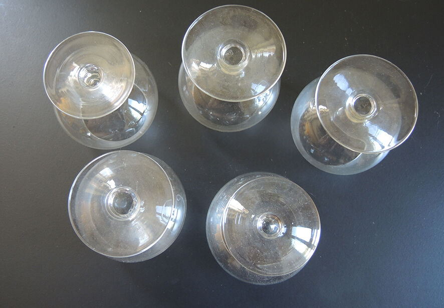 Lot of 5 Glass Vintage Transparent Cognac