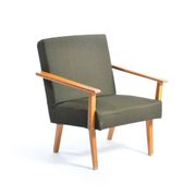 Mid-century armchair in green fabric and beech wood by Jitona, Czechoslovakia 1960s