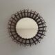 Round wall mirror with a modern mid-century wooden frame, 1960s, Germany.