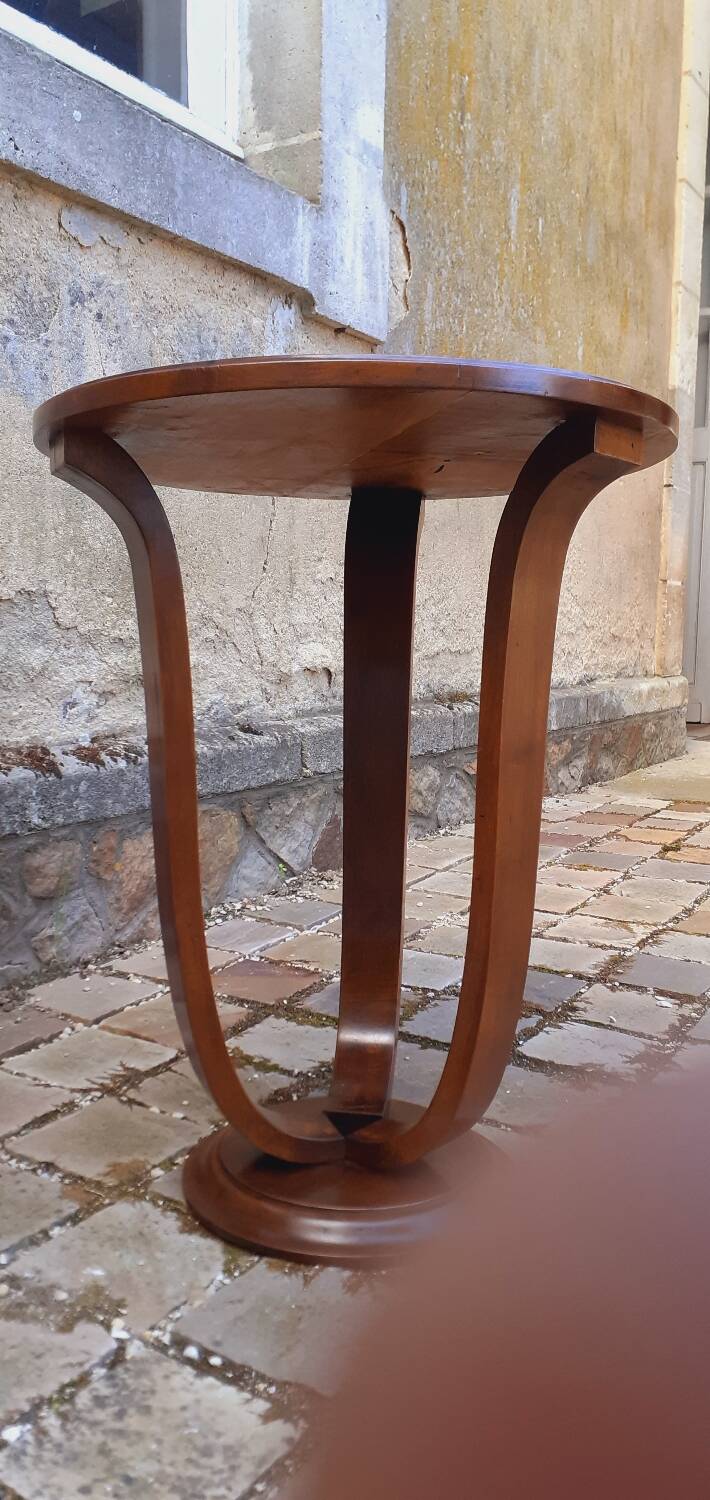 1930 Art Deco pedestal table in solid walnut