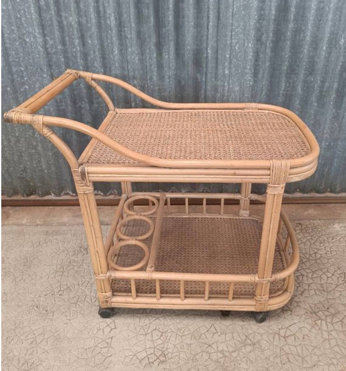 Vintage rattan wicker bar dessert table