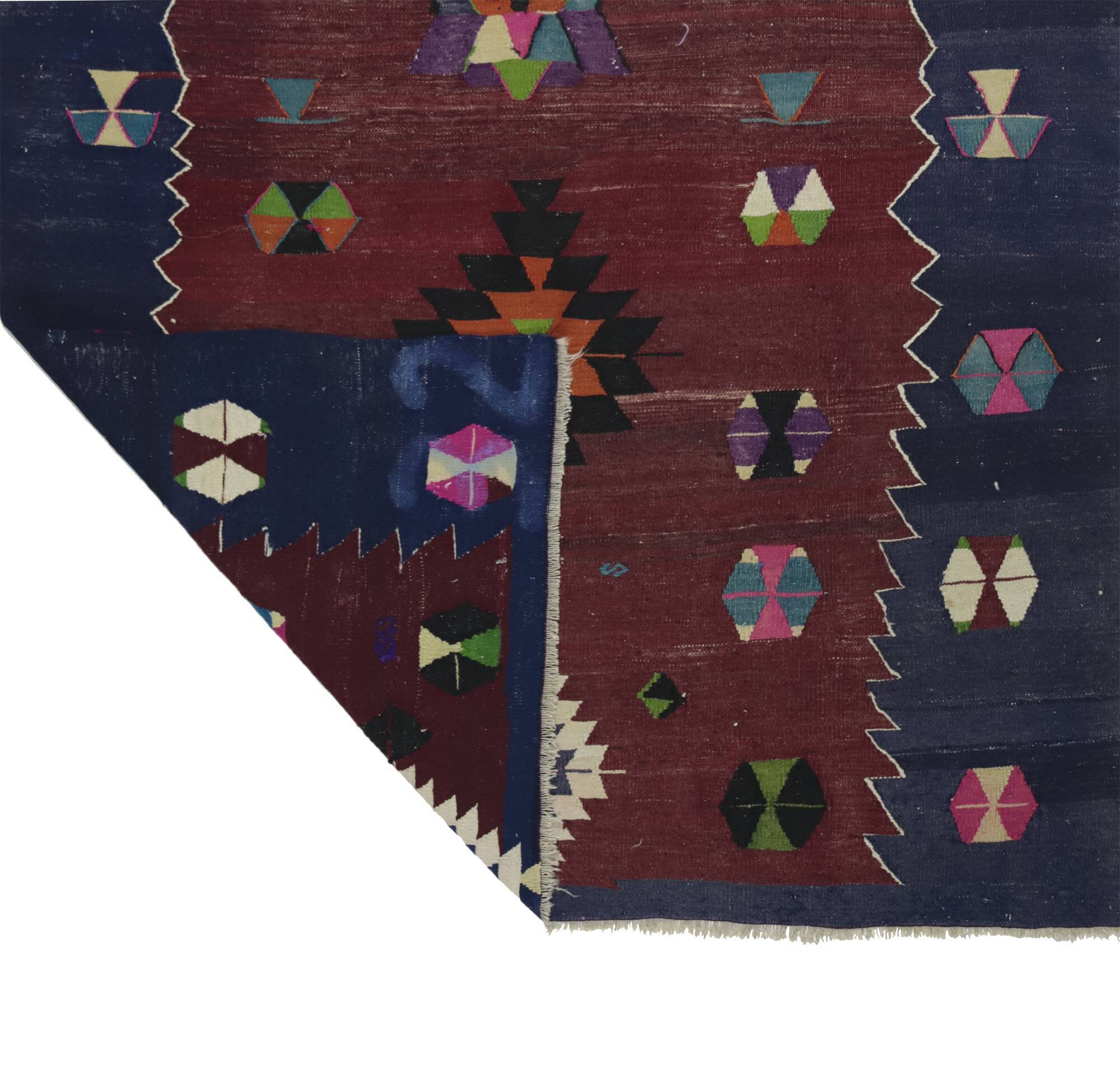 Turkish Kilim Yuruk Vintage 160x235 cm Geometric Prayer Rug