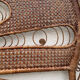 Large vintage headboard in woven rattan fan / Peacock 180cm