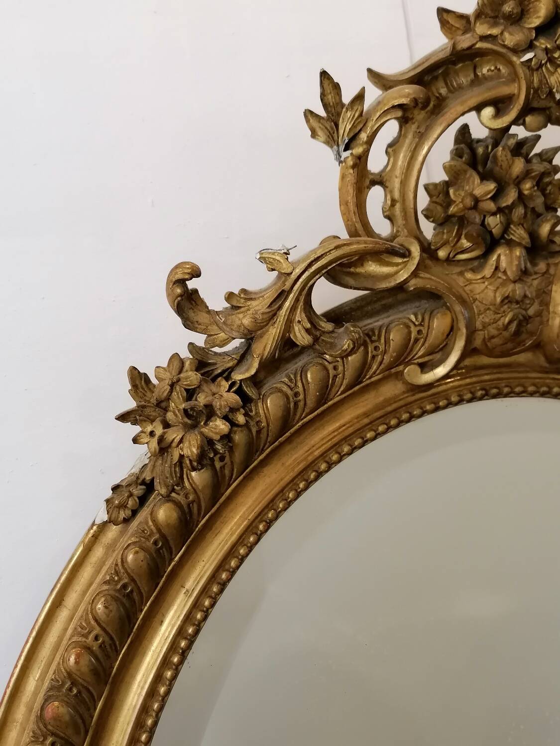 Louis XV style mirror in wood and gilded stucco, Napoleon III period
