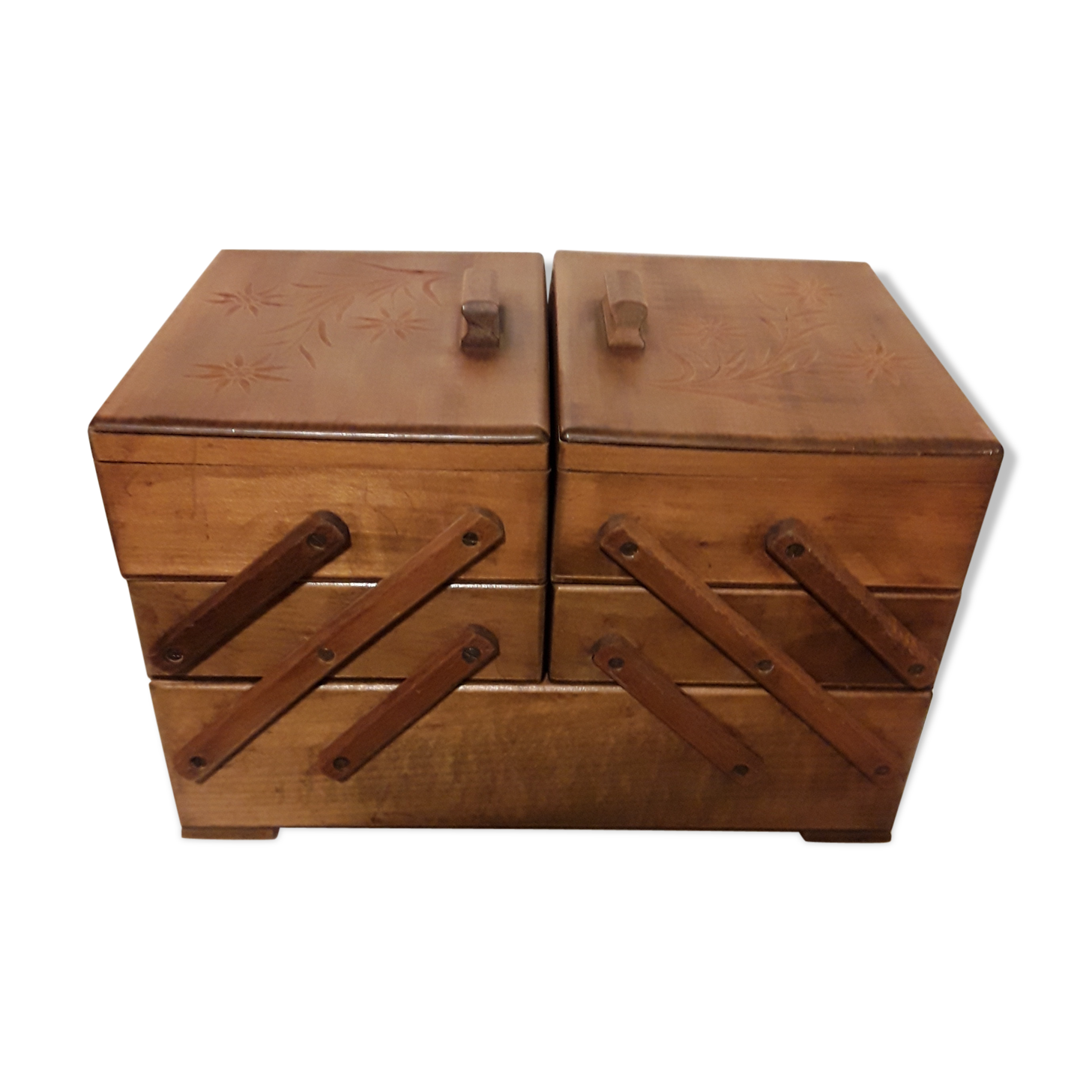 Vintage wood sewing box