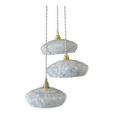 Vintage triple suspension lampshade in Clichy glass bench