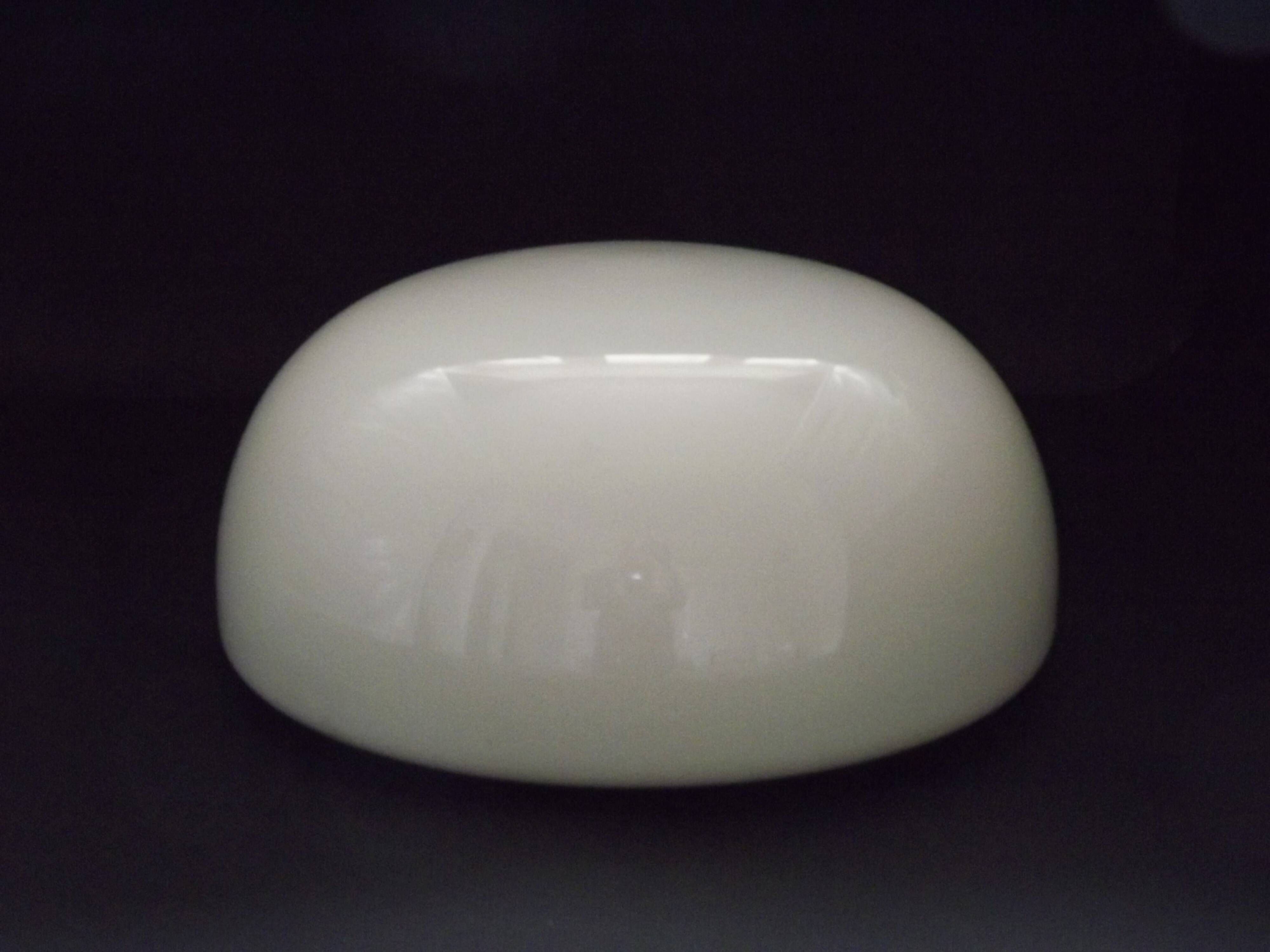 Vintage White Opaline Glass Dome Ceiling Light / Wall Light - Metal Base